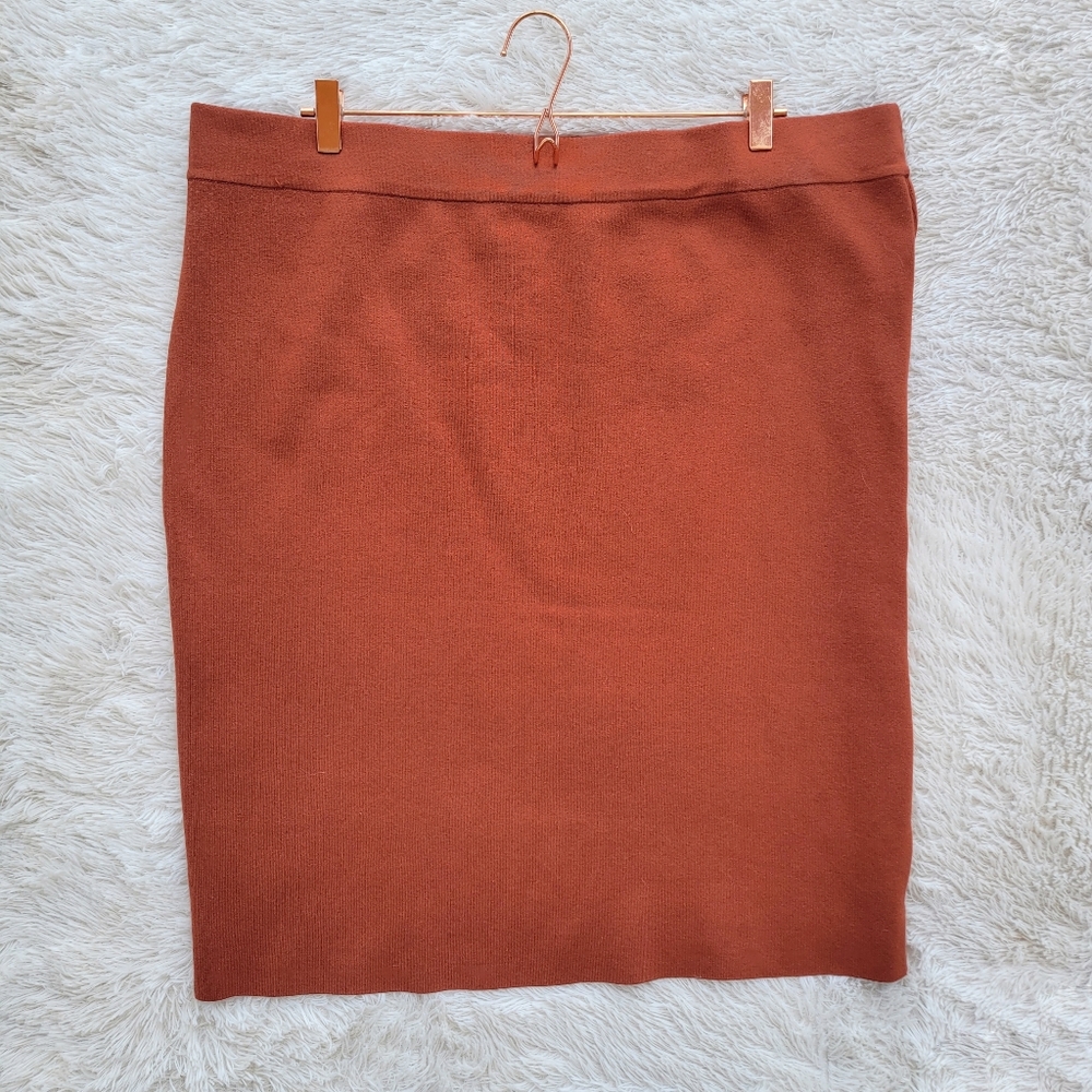 Leith Plus Size Burnt Orange‎ Stretch Pencil Skirt